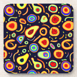 Colourful Neon Fruit Delights Art Coaster