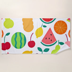 Colourful Neon Fruit Fiesta Beach Towel