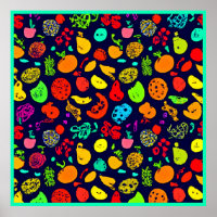 Colourful Neon Fruit Pattern Art