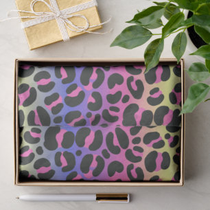 Colourful Neon Gradient Leopard Print Tissue Paper
