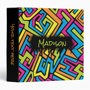 Colourful Neon Graffiti Street Art High School Binder