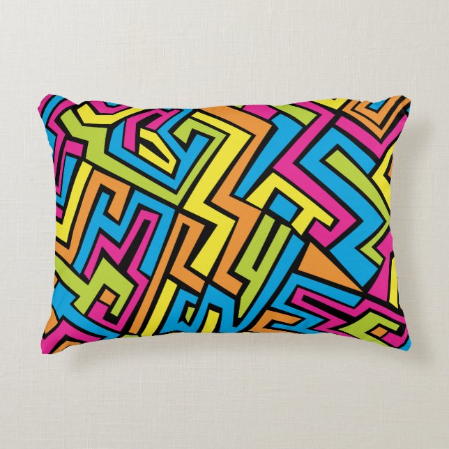 Colourful Neon Graffiti Street Art Pattern  Accent Pillow (Front)