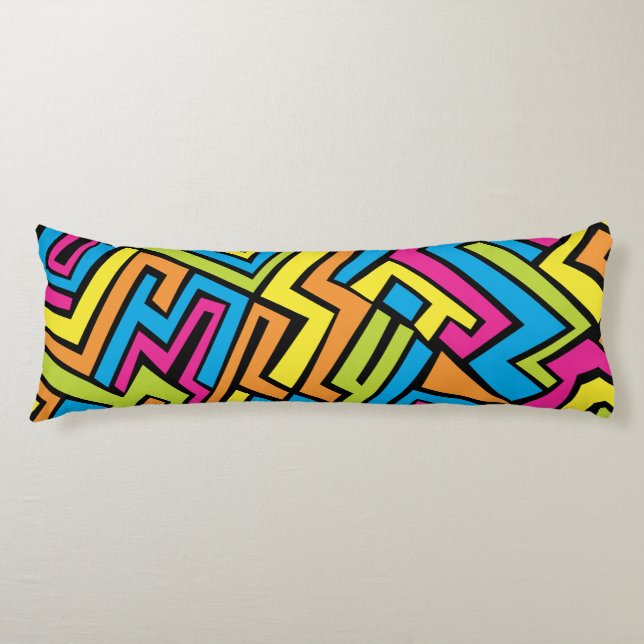 Colourful Neon Graffiti Street Art Pattern  Body Pillow (Front)