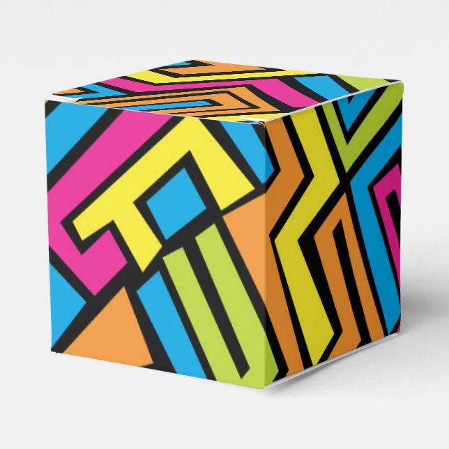 Colourful Neon Graffiti Street Art Pattern  Favor Box (Front Side)