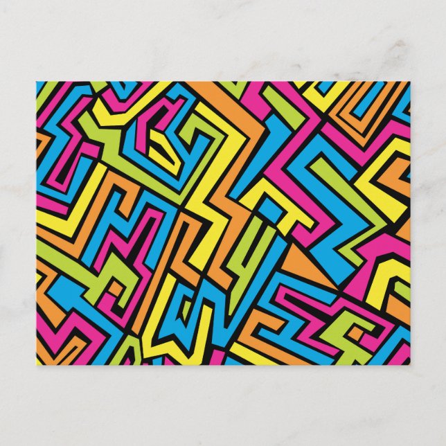 Colourful Neon Graffiti Street Art Pattern   Holiday Postcard (Front)