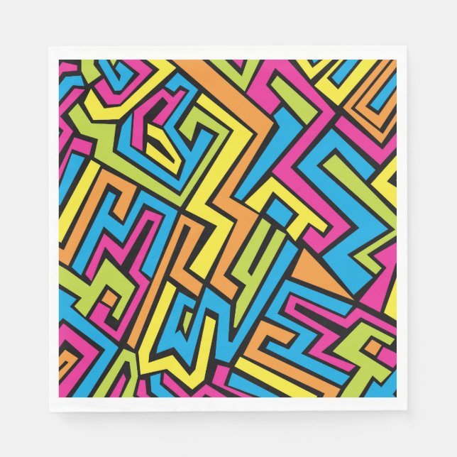 Colourful Neon Graffiti Street Art Pattern  Napkin (Front)
