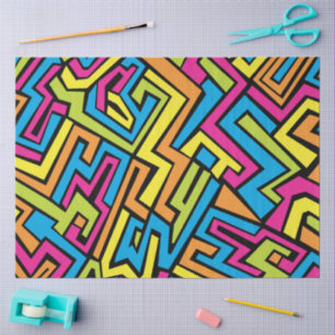 Colourful Neon Graffiti Street Art Pattern   Tissue Paper