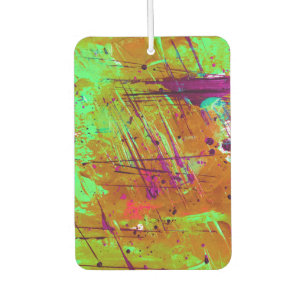 Colourful Neon Green Abstract Splatter Paint Air Freshener