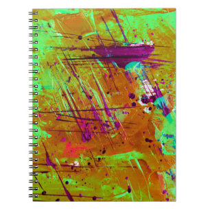 Colourful Neon Green Abstract Splatter Paint Notebook