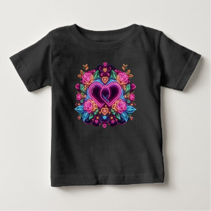 Colourful neon heart Valentine's day Baby T-Shirt