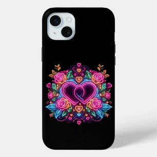 Colourful neon heart Valentine's day iPhone 15 Mini Case