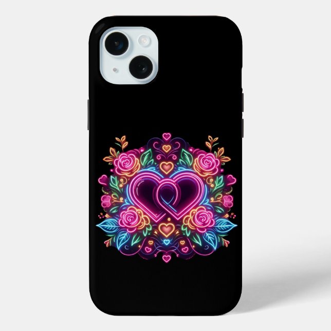 Colourful neon heart Valentine's day  Case-Mate iPhone Case (Back)