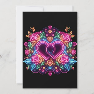 Colourful neon heart Valentine's day  Holiday Card