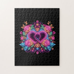 Colourful neon heart Valentine's day  Jigsaw Puzzle