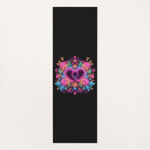Colourful neon heart Valentine's day Yoga Mat