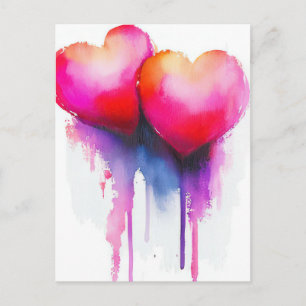Colourful neon Hearts Valentine's Greeting Postcard