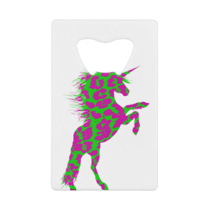 Colourful Neon Leopard Print Unicorn Credit Card Bottle Opener