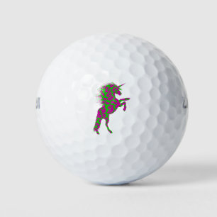 Colourful Neon Leopard Print Unicorn Golf Balls