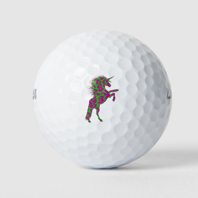Colourful Neon Leopard Print Unicorn Golf Balls (Front)