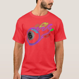 Colourful Neon Lights Eight Ball Billiards Pool M T-Shirt