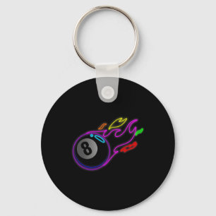 Colourful Neon Lights Eight Ball Billiards Pool Mm Keychain
