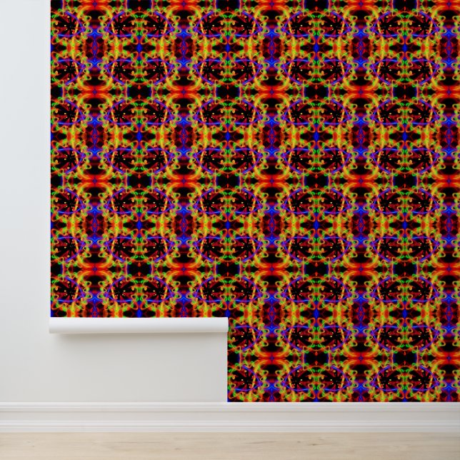 Colourful Neon Lights Pattern Ornaments Wallpaper (Application)