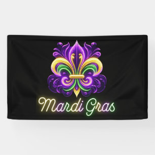Colourful Neon Mardi Gras Fleur de lis Banner