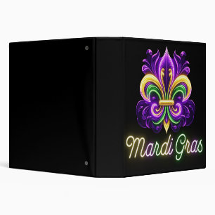 Colourful Neon Mardi Gras Fleur de lis Binder