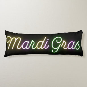 Colourful Neon Mardi Gras Fleur de lis Body Pillow