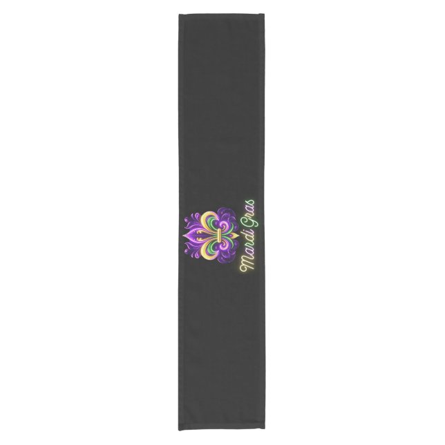 Colourful Neon Mardi Gras Fleur de lis Short Table Runner (Front)