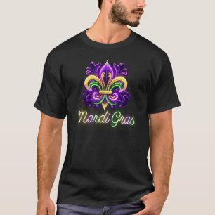 Colourful Neon Mardi Gras Fleur de lis T-Shirt