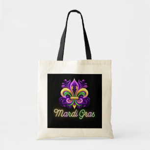 Colourful Neon Mardi Gras Fleur de lis Tote Bag