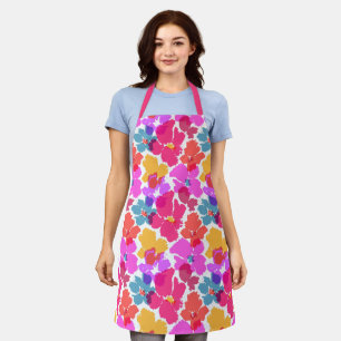 Colourful Neon Modern Flower Pattern Apron