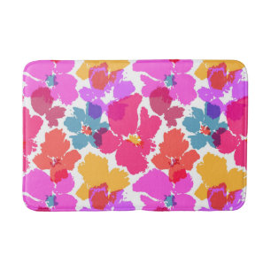 Colourful Neon Modern Flower Pattern Bath Mat