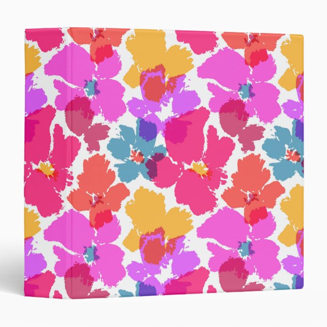 Colourful Neon Modern Flower Pattern Binder (Front/Spine)