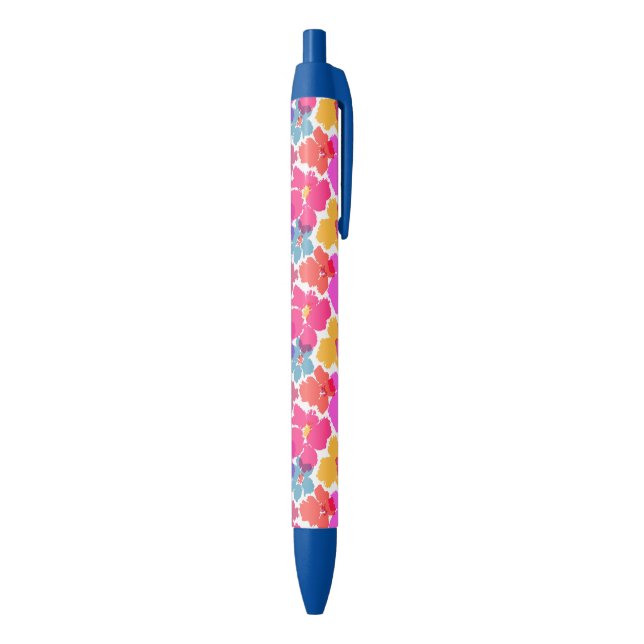 Colourful Neon Modern Flower Pattern Black Ink Pen (Bottom (Vertical))