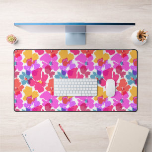 Colourful Neon Modern Flower Pattern Desk Mat