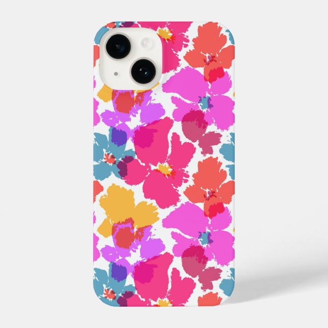 Colourful Neon Modern Flower Pattern iPhone Case (Back)