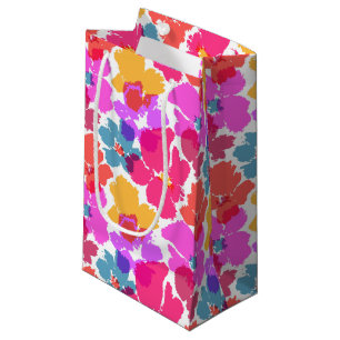 Colourful Neon Modern Flower Pattern Small Gift Bag