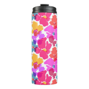 Colourful Neon Modern Flower Pattern Thermal Tumbler