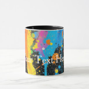 Colourful Neon Paint Splatter Customized Mug