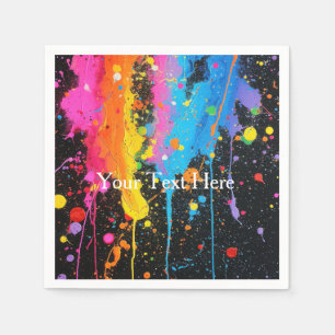 Colourful Neon Paint Splatter Customized Napkin