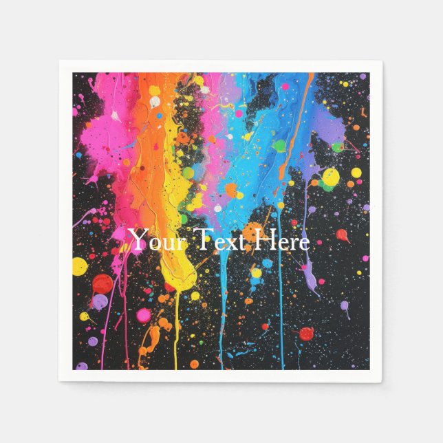 Colourful Neon Paint Splatter Customized Napkin (Front)