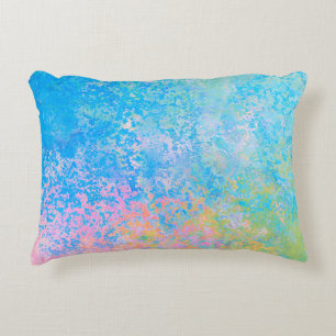 Colourful Neon Pastel Sky Alcohol Ink Abstract Accent Pillow