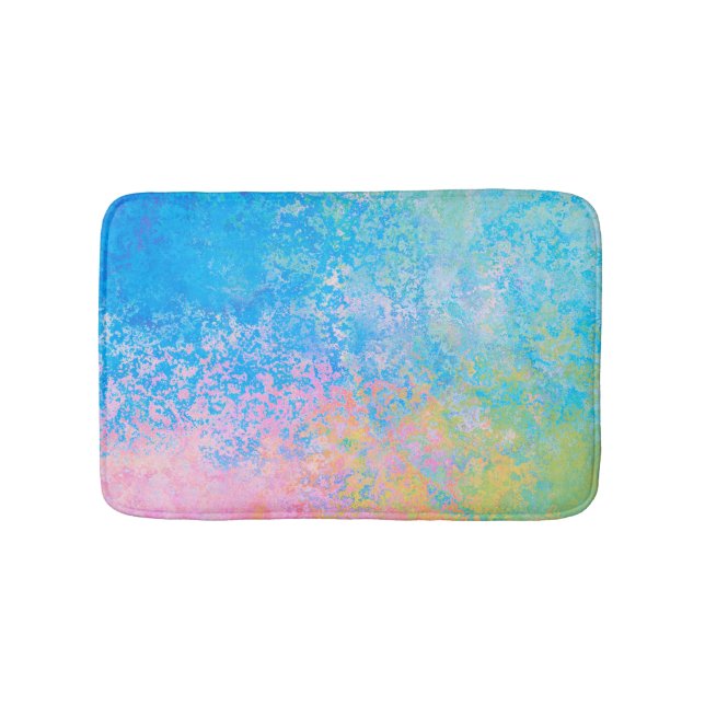 Colourful Neon Pastel Sky Alcohol Ink Abstract Bath Mat (Front)