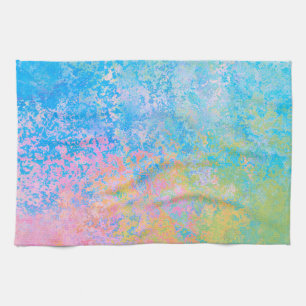 Colourful Neon Pastel Sky Alcohol Ink Abstract Kitchen Towel
