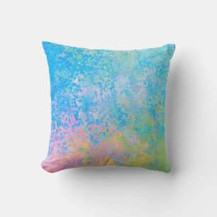 Colourful Neon Pastel Sky Alcohol Ink Abstract Throw Pillow