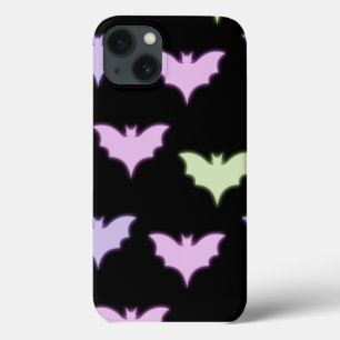 Colourful Neon Pink Purple Green Bats Halloween  M iPhone 13 Case