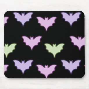 Colourful Neon Pink Purple Green Bats Halloween Mouse Pad