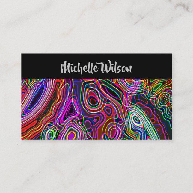 Colourful Neon Rainbow Modern Business Card (Front)
